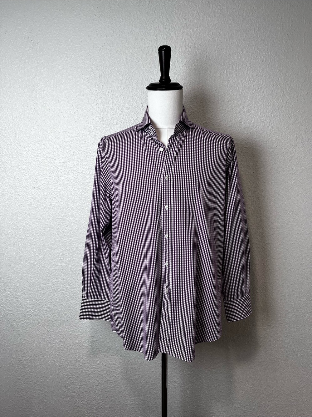 XACUS Purple and White Checkered Button Down Size 17/43